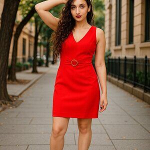 Tahari by Arthur Levine Red Sleeveless  Sheath Dress- Size 8 Office Professional